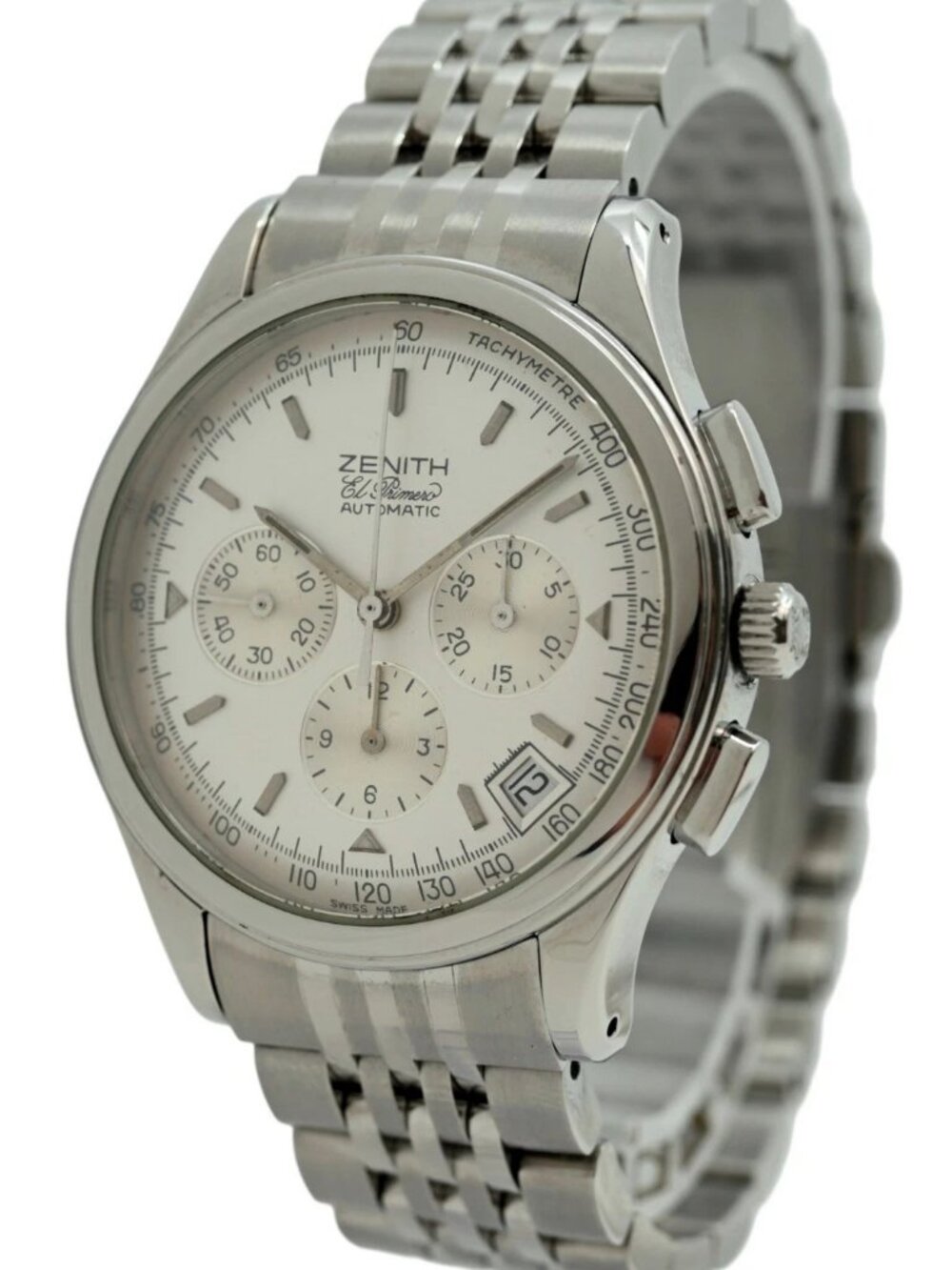 Zenith 38mm Men's El Primero Chronograph Silver Dial SS Watch! Ref: 02.0500.400!